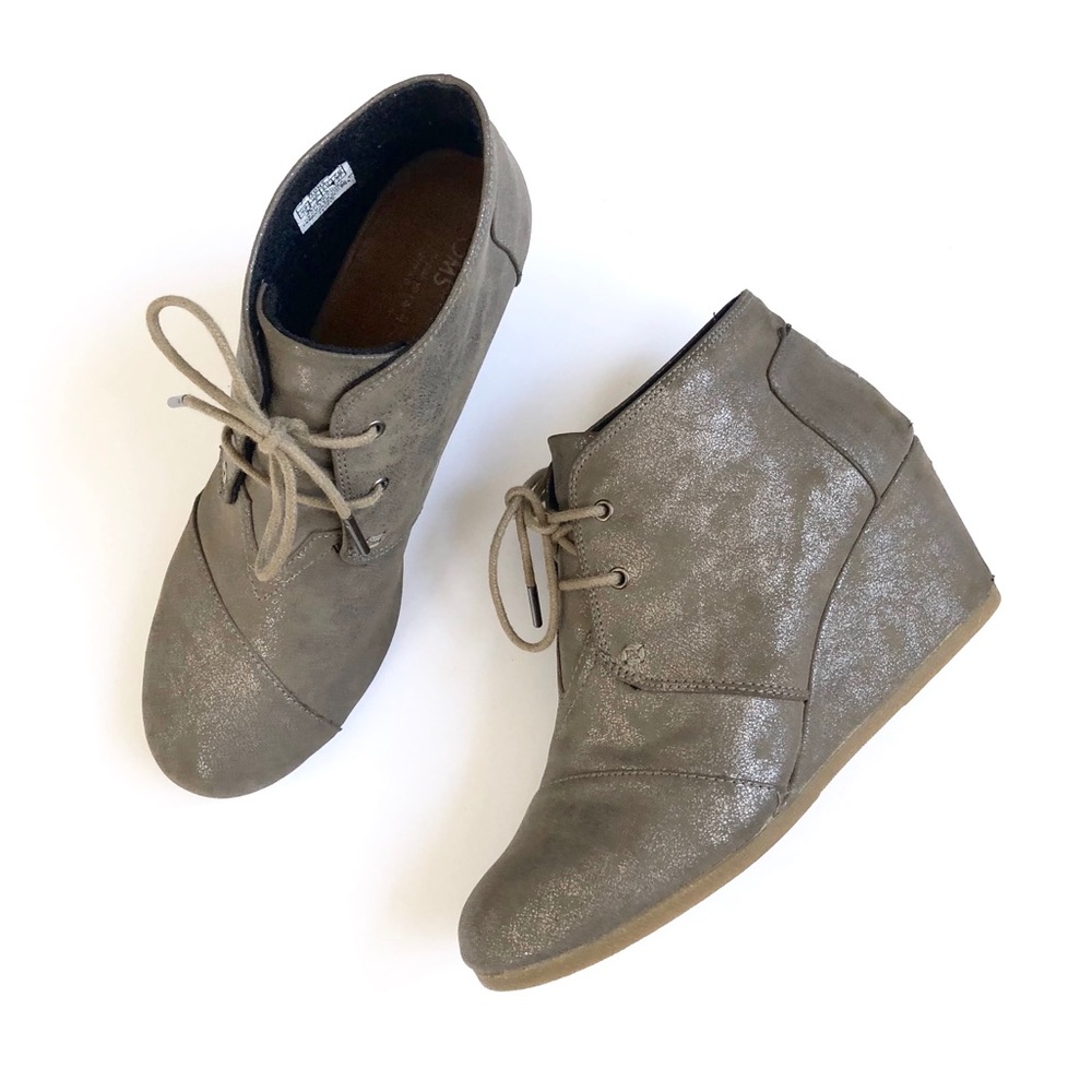 TOMS | Size 10 Metallic Desert Wedge Heel Boot